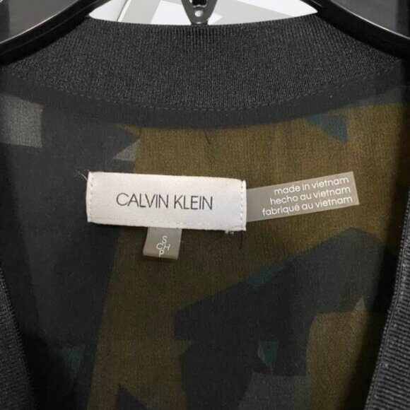 Calvin Klein Abstract Geometric Print Blouse V-Neck Long Sleeve Top Small - Picture 8 of 10
